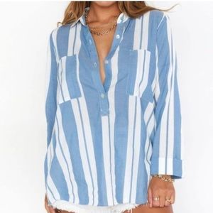Striped Show Me Your Mumu Button Top